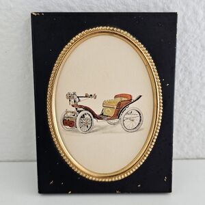 Vintage Carriage Wall Art with Gold Frame